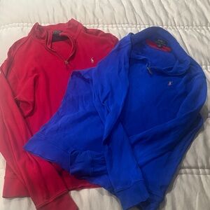 Polo Ralph Lauren Red and Blue Quarter-Zip Pullovers XL 18/20 VGUC